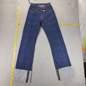 NWT Selvedge Jeans Womens 22 Blue High‎ Rise Straight Cuffed Hem